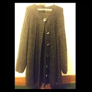 FYLO Black XL Heavy Wool Blend Button Up Topcoat